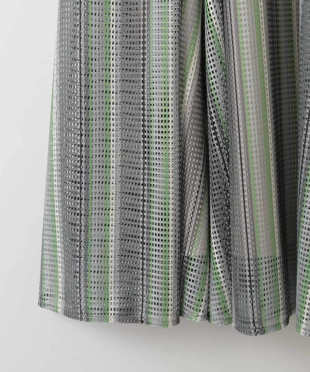 ZMHGE18140 al'aise modulation(アレーズモジュレーション) マルチカラーメッシュエアリーフレアスカート ダークグレー