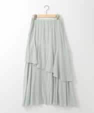 ZMHGE19120 al'aise modulation(アレーズモジュレーション) 【洗える】ラメドットティアードフレアスカート グリーン