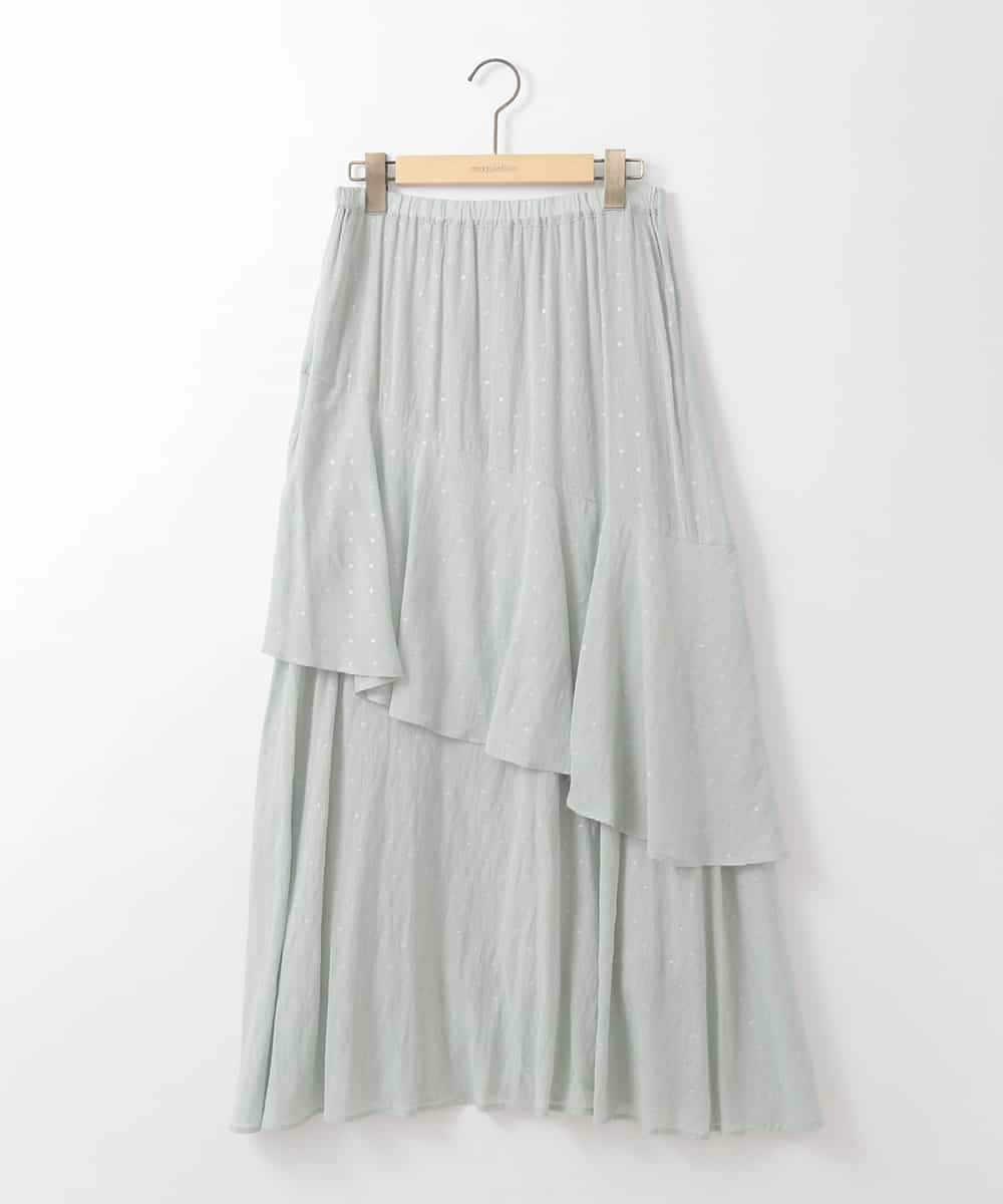 ZMHGE19120 al'aise modulation(アレーズモジュレーション) 【洗える】ラメドットティアードフレアスカート グリーン