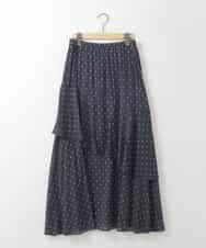 ZMHGE19120 al'aise modulation(アレーズモジュレーション) 【洗える】ラメドットティアードフレアスカート ネイビー