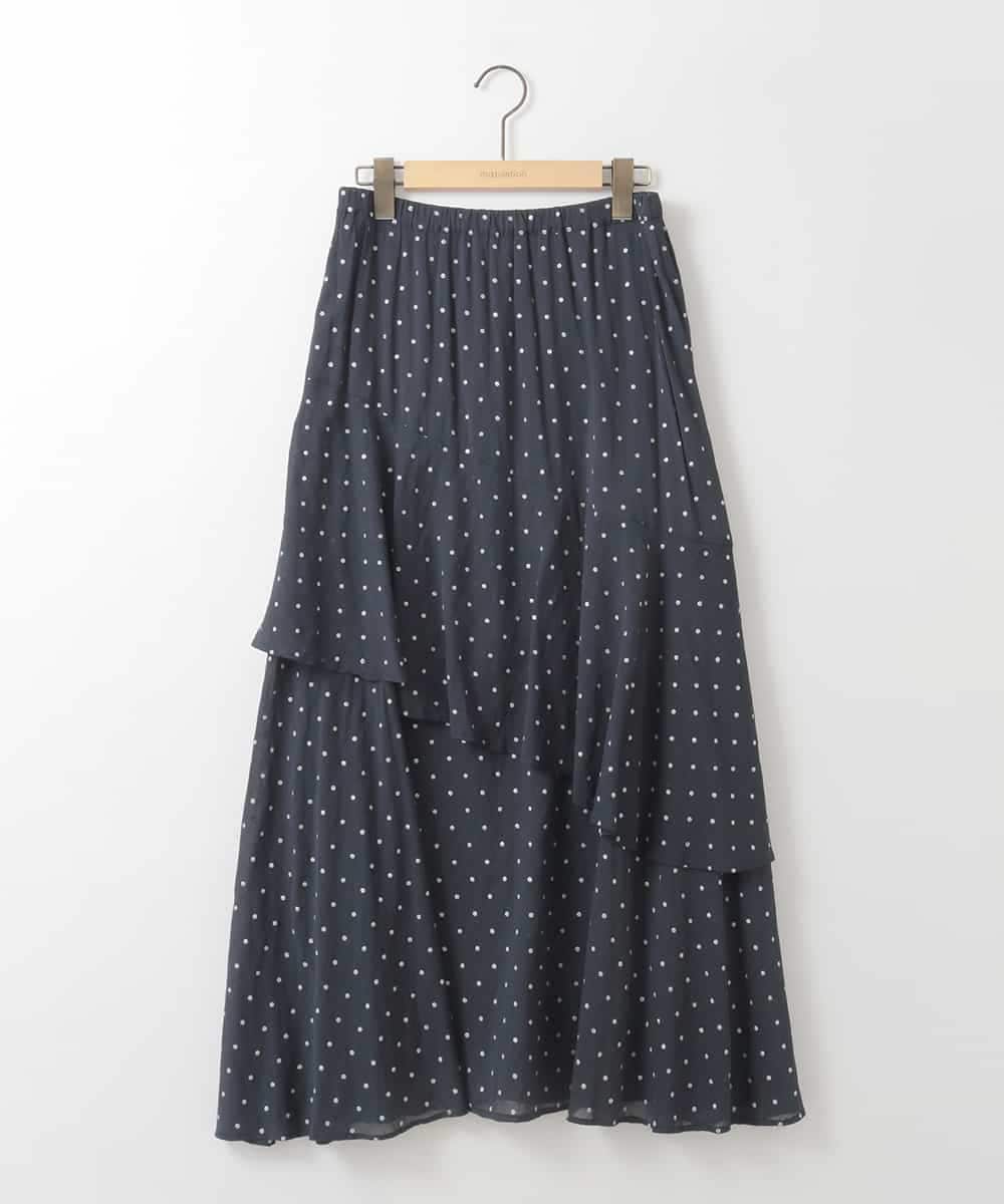 ZMHGE19120 al'aise modulation(アレーズモジュレーション) 【洗える】ラメドットティアードフレアスカート ネイビー