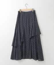 ZMHGE19120 al'aise modulation(アレーズモジュレーション) 【洗える】ラメドットティアードフレアスカート ネイビー