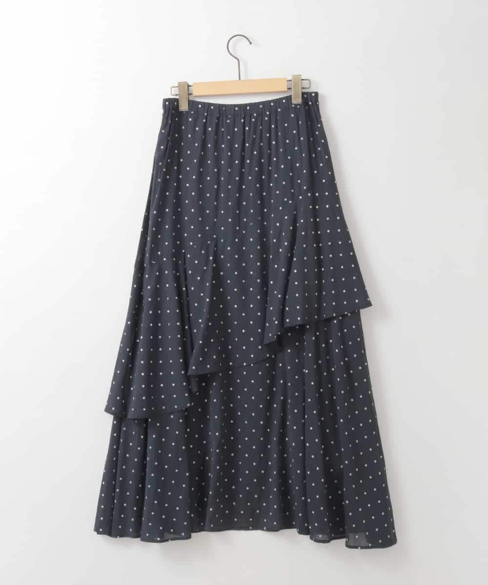 ZMHGE19120 al'aise modulation(アレーズモジュレーション) 【洗える】ラメドットティアードフレアスカート ネイビー