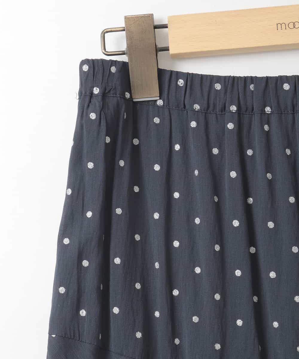 ZMHGE19120 al'aise modulation(アレーズモジュレーション) 【洗える】ラメドットティアードフレアスカート ネイビー