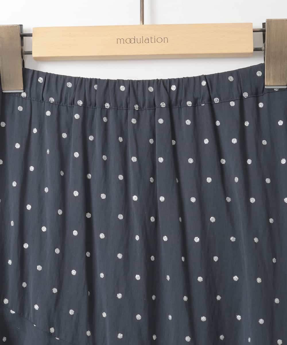 ZMHGE19120 al'aise modulation(アレーズモジュレーション) 【洗える】ラメドットティアードフレアスカート ネイビー