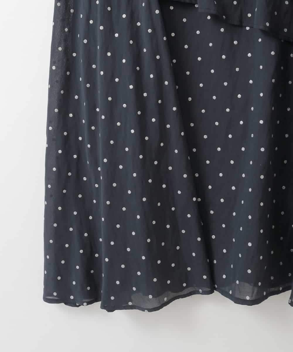 ZMHGE19120 al'aise modulation(アレーズモジュレーション) 【洗える】ラメドットティアードフレアスカート ネイビー