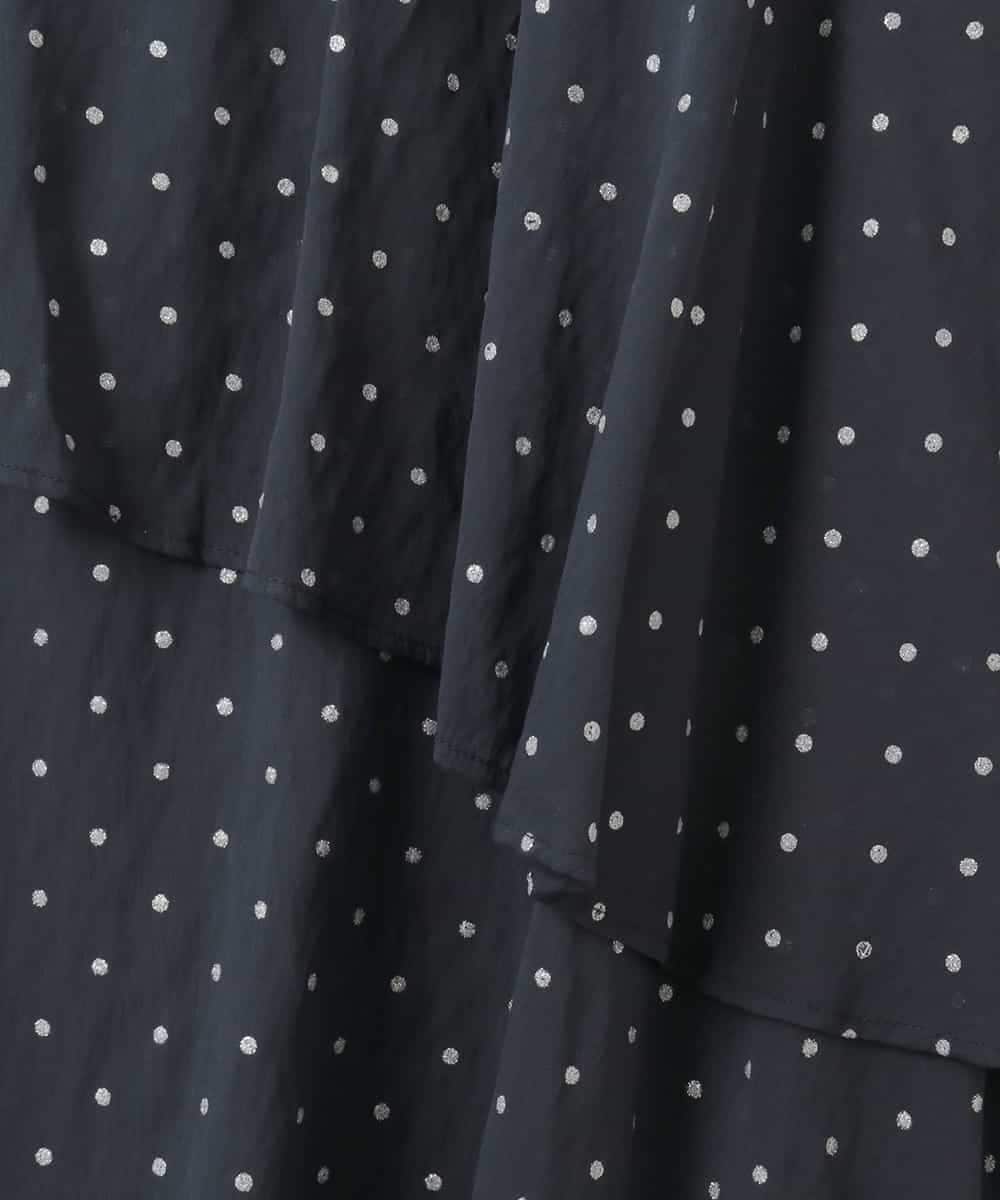 ZMHGE19120 al'aise modulation(アレーズモジュレーション) 【洗える】ラメドットティアードフレアスカート ネイビー