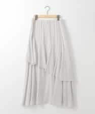 ZMHGE19120 al'aise modulation(アレーズモジュレーション) 【洗える】ラメドットティアードフレアスカート ライトグレー