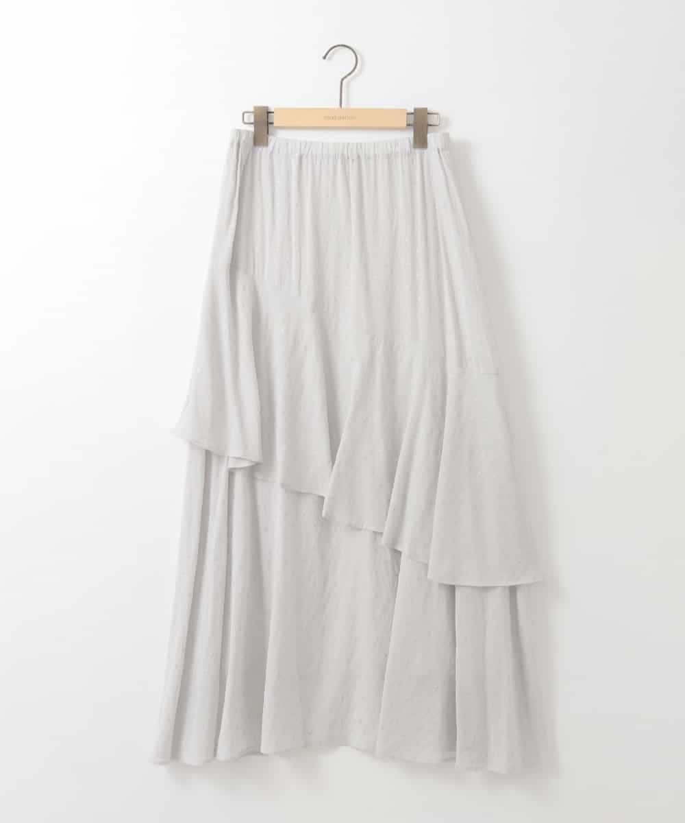 ZMHGE19120 al'aise modulation(アレーズモジュレーション) 【洗える】ラメドットティアードフレアスカート ライトグレー