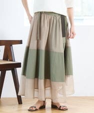 ZMHGE20170 al'aise modulation(アレーズモジュレーション) ドッキングパッチワークスカート カーキ