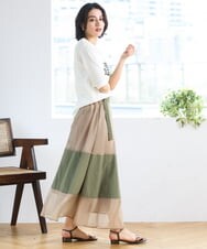 ZMHGE20170 al'aise modulation(アレーズモジュレーション) ドッキングパッチワークスカート カーキ