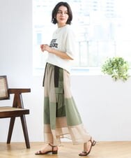 ZMHGE20170 al'aise modulation(アレーズモジュレーション) ドッキングパッチワークスカート カーキ