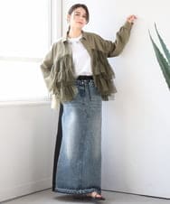 ZMHGE21160 al'aise modulation(アレーズモジュレーション) スウェットコンビデニムスカート ブラック