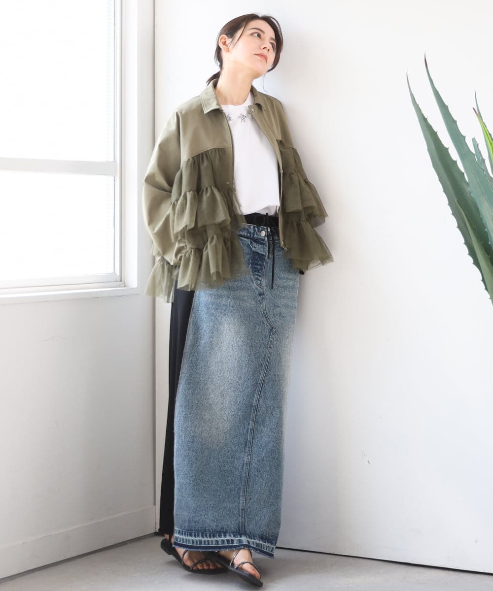 ZMHGE21160 al'aise modulation(アレーズモジュレーション) スウェットコンビデニムスカート ブラック