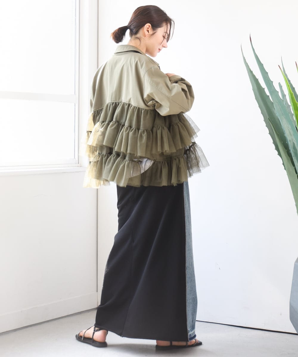 ZMHGE21160 al'aise modulation(アレーズモジュレーション) スウェットコンビデニムスカート ブラック