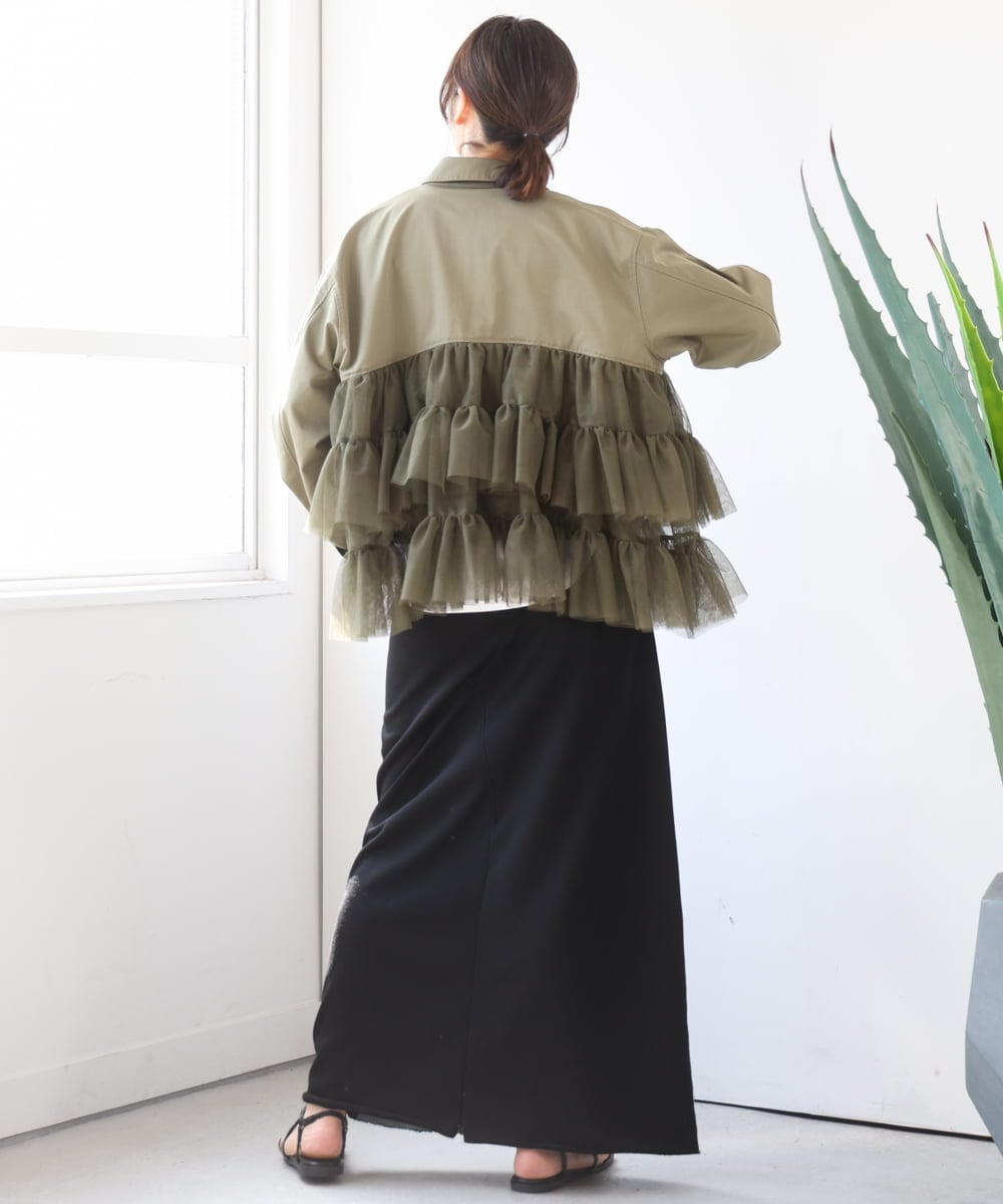 ZMHGE21160 al'aise modulation(アレーズモジュレーション) スウェットコンビデニムスカート ブラック