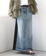 ZMHGE21160 al'aise modulation(アレーズモジュレーション) スウェットコンビデニムスカート ブラック