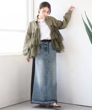 ZMHGE21160 al'aise modulation(アレーズモジュレーション) スウェットコンビデニムスカート ブラック