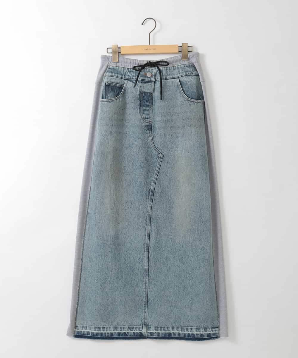 ZMHGE21160 al'aise modulation(アレーズモジュレーション) スウェットコンビデニムスカート ライトグレー