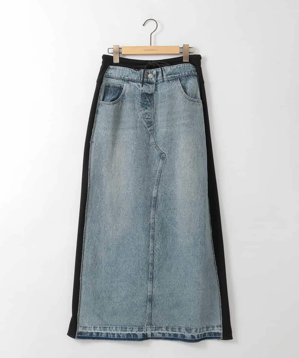 ZMHGE21160 al'aise modulation(アレーズモジュレーション) スウェットコンビデニムスカート ブラック