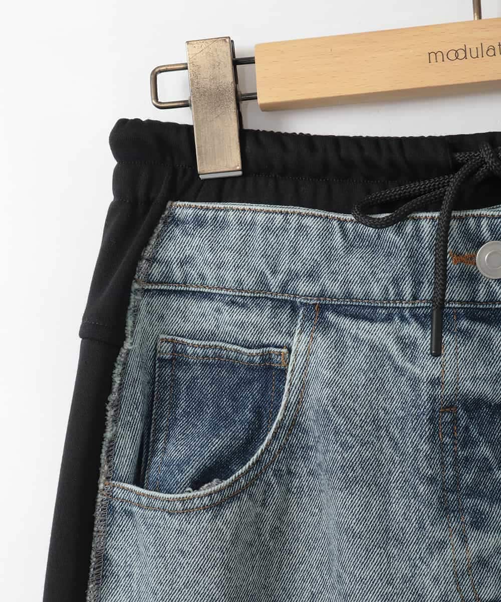 ZMHGE21160 al'aise modulation(アレーズモジュレーション) スウェットコンビデニムスカート ブラック