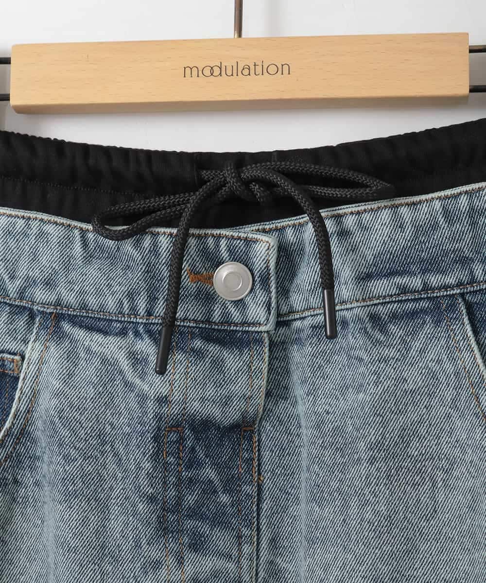 ZMHGE21160 al'aise modulation(アレーズモジュレーション) スウェットコンビデニムスカート ブラック