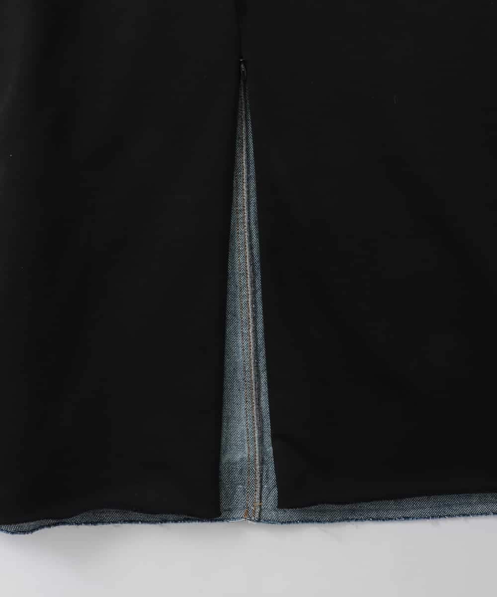 ZMHGE21160 al'aise modulation(アレーズモジュレーション) スウェットコンビデニムスカート ブラック