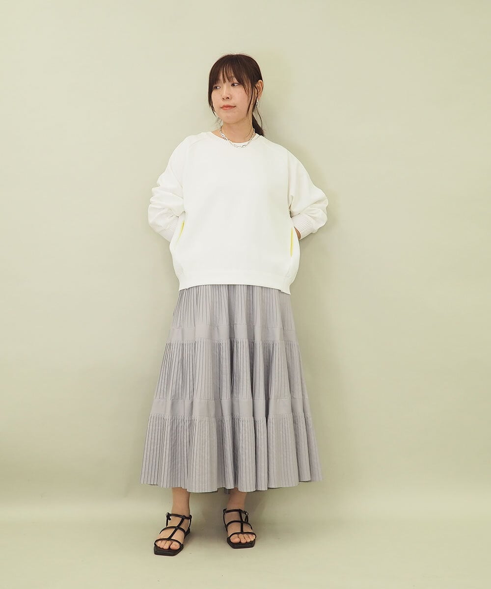 ZMHGE25140 al'aise modulation(アレーズモジュレーション) ティアードデザインプリーツスカート ライトブルー