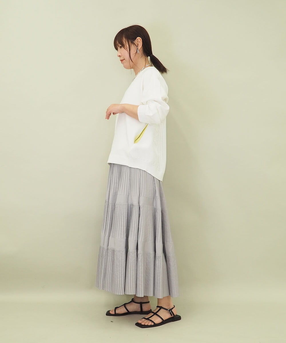 ZMHGE25140 al'aise modulation(アレーズモジュレーション) ティアードデザインプリーツスカート ライトブルー