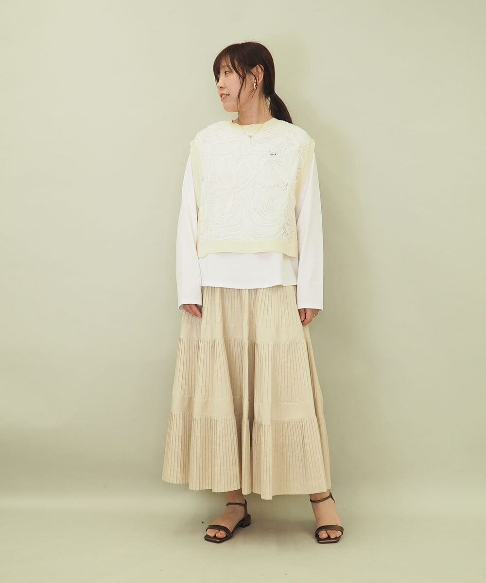 ZMHGE25140 al'aise modulation(アレーズモジュレーション) ティアードデザインプリーツスカート アイボリー