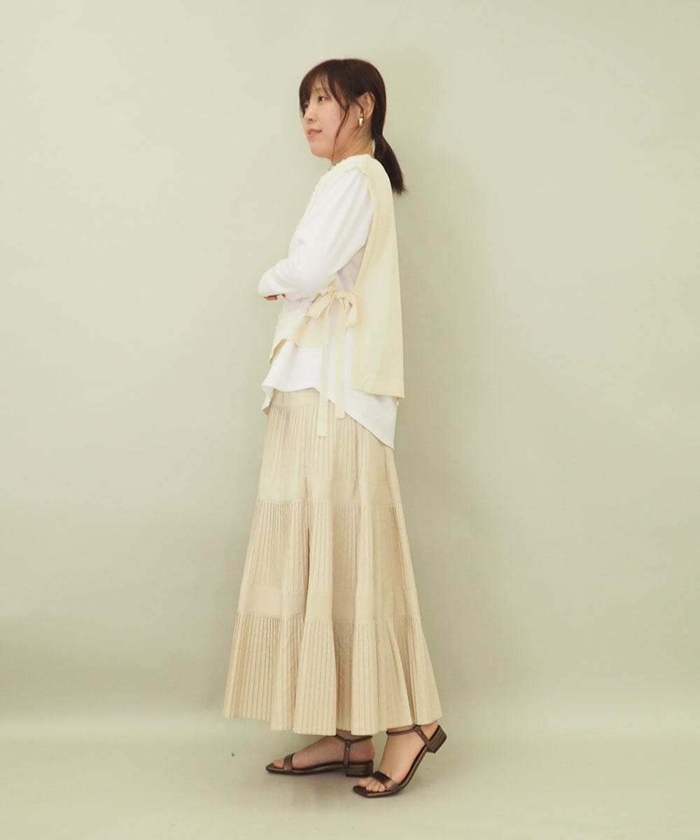 ZMHGE25140 al'aise modulation(アレーズモジュレーション) ティアードデザインプリーツスカート アイボリー