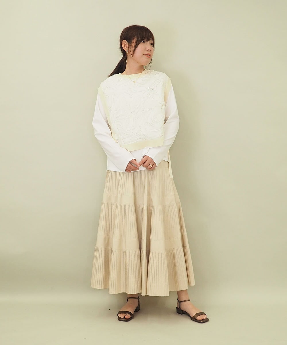 ZMHGE25140 al'aise modulation(アレーズモジュレーション) ティアードデザインプリーツスカート アイボリー
