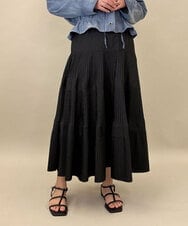 ZMHGE25140 al'aise modulation(アレーズモジュレーション) ティアードデザインプリーツスカート ブラック