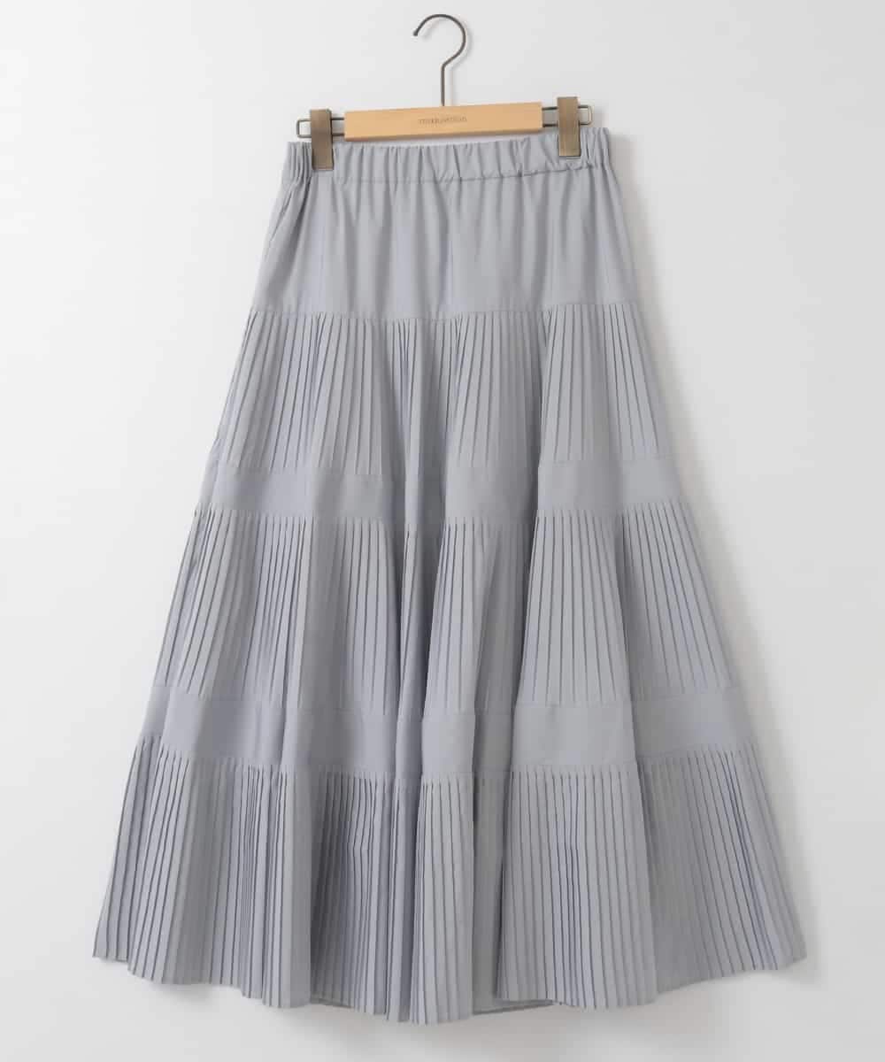 ZMHGE25140 al'aise modulation(アレーズモジュレーション) ティアードデザインプリーツスカート ライトブルー