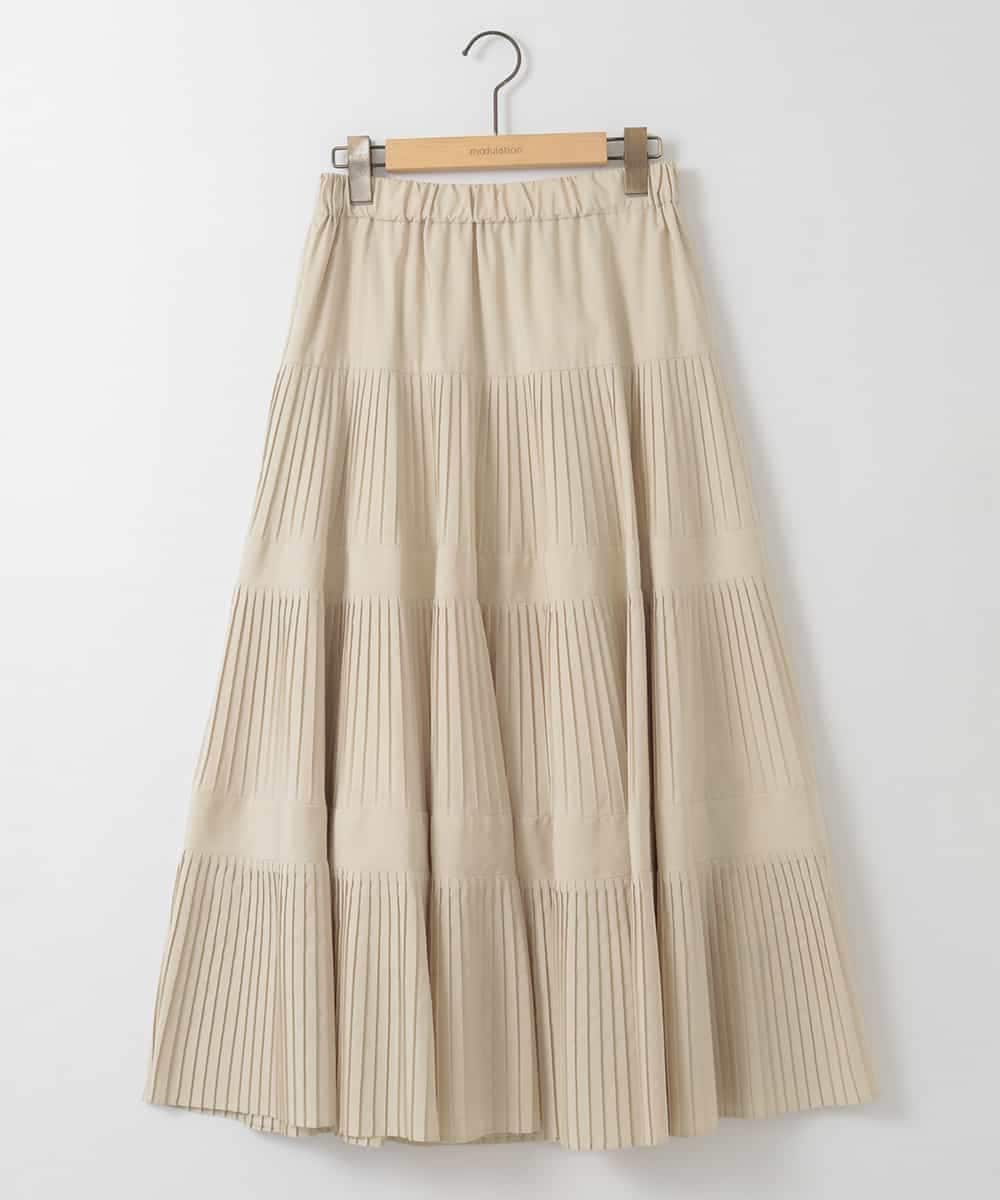ZMHGE25140 al'aise modulation(アレーズモジュレーション) ティアードデザインプリーツスカート アイボリー
