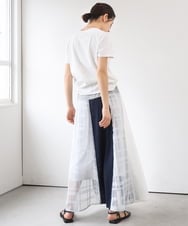 ZMHGE31138 al'aise modulation(アレーズモジュレーション) 異素材パターンゴアードスカート ネイビー