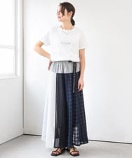 ZMHGE31138 al'aise modulation(アレーズモジュレーション) 異素材パターンゴアードスカート ネイビー