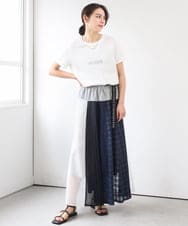 ZMHGE31138 al'aise modulation(アレーズモジュレーション) 異素材パターンゴアードスカート ネイビー
