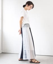 ZMHGE31138 al'aise modulation(アレーズモジュレーション) 異素材パターンゴアードスカート ネイビー