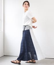 ZMHGE31138 al'aise modulation(アレーズモジュレーション) 異素材パターンゴアードスカート ネイビー