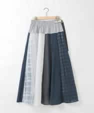 ZMHGE31138 al'aise modulation(アレーズモジュレーション) 異素材パターンゴアードスカート ネイビー