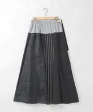 ZMHGE31138 al'aise modulation(アレーズモジュレーション) 異素材パターンゴアードスカート ブラック