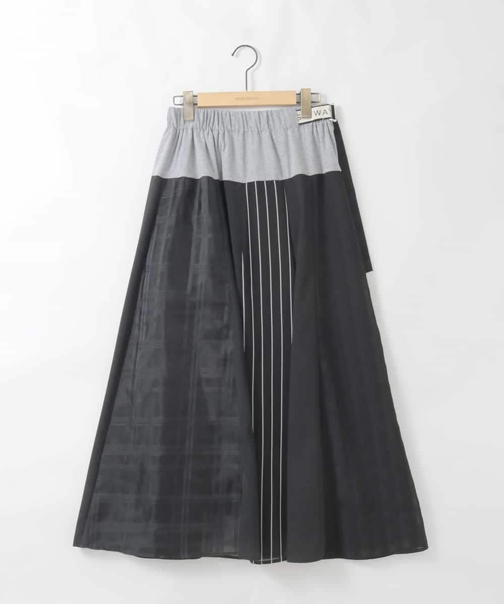 ZMHGE31138 al'aise modulation(アレーズモジュレーション) 異素材パターンゴアードスカート ブラック