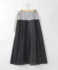 ZMHGE31138 al'aise modulation(アレーズモジュレーション) 異素材パターンゴアードスカート ブラック