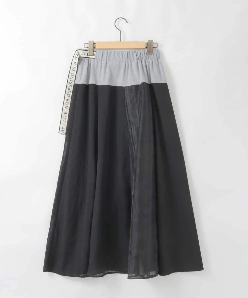 ZMHGE31138 al'aise modulation(アレーズモジュレーション) 異素材パターンゴアードスカート ブラック