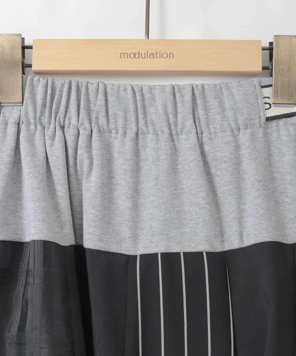 ZMHGE31138 al'aise modulation(アレーズモジュレーション) 異素材パターンゴアードスカート ブラック