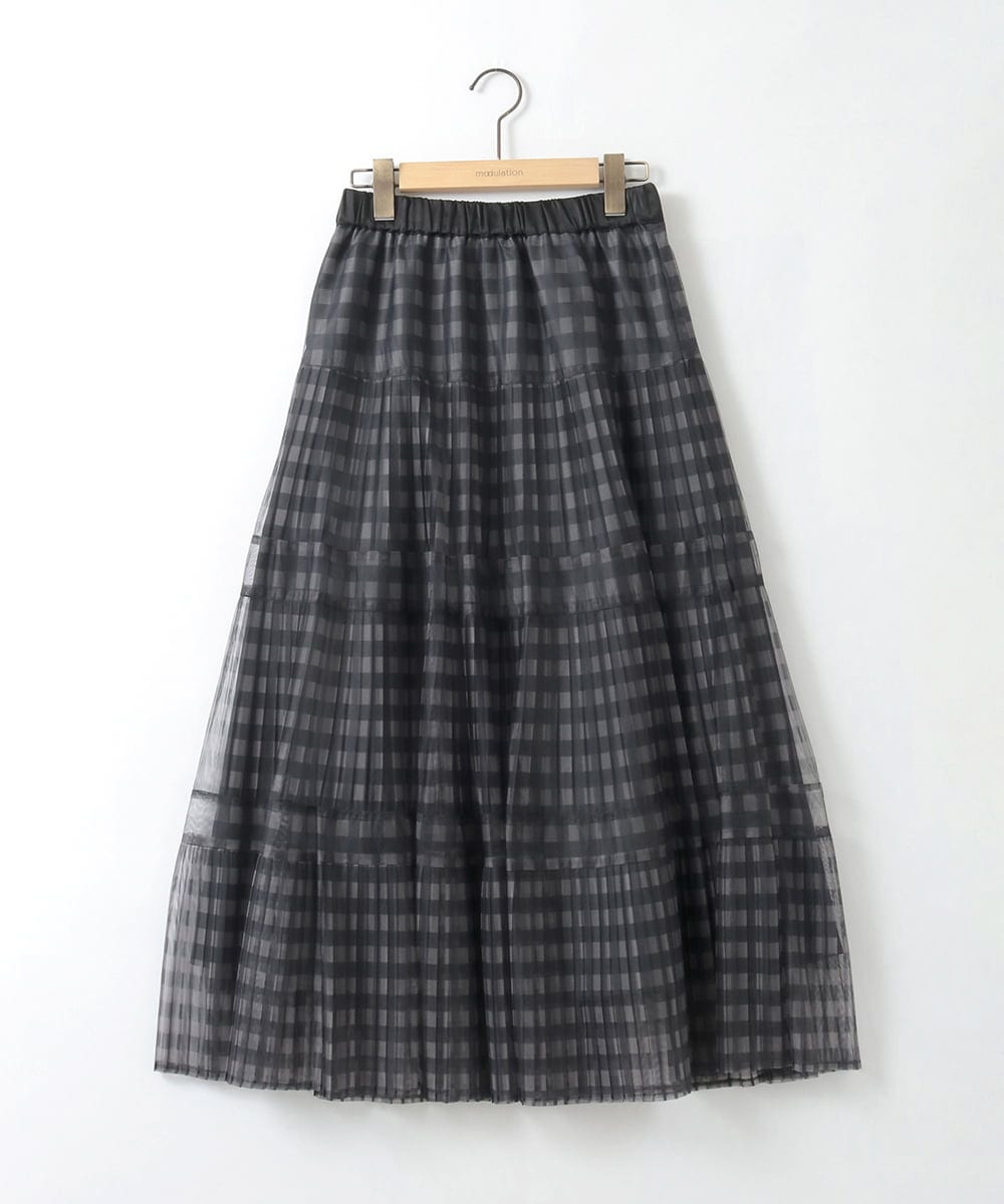 ZMHGE32150 al'aise modulation チェック柄チュールプリーツシアースカート