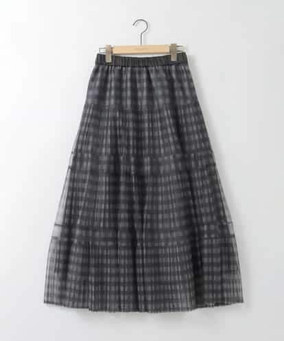 ZMHGE32150 al'aise modulation チェック柄チュールプリーツシアースカート