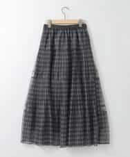 ZMHGE32150 al'aise modulation(アレーズモジュレーション) チェック柄チュールプリーツシアースカート ブラック