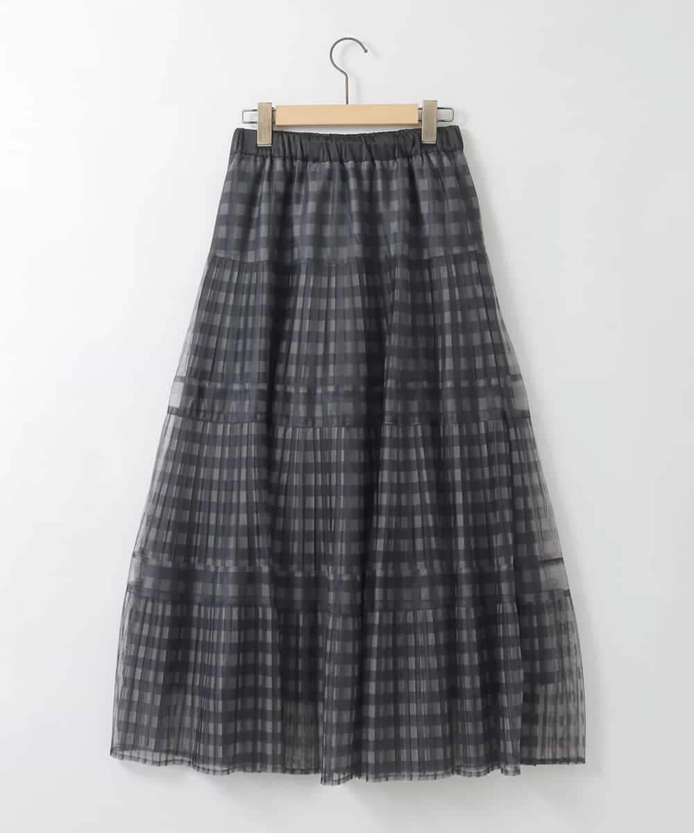 ZMHGE32150 al'aise modulation(アレーズモジュレーション) チェック柄チュールプリーツシアースカート ブラック